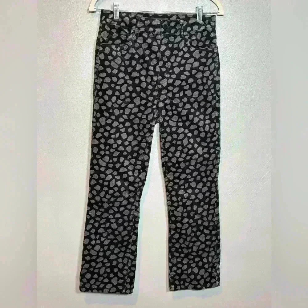 Ann Taylor Women's Five Pocket Kick Crop Pants Black Print‎ Design Size 2